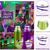 image:imageGejoy 100 Pcs 9 oz Rimmed Swirl Plastic Cup OrangeGreen Purple
