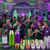 image:imageGejoy 100 Pcs 9 oz Rimmed Swirl Plastic Cup OrangeGreen Purple