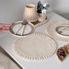 image:imageGejoy 18 Pcs Burlap Placemat Wood Napkin Ring Dinner Napkin Sage GreenIvory