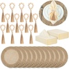 image:imageGejoy 18 Pcs Burlap Placemat Wood Napkin Ring Dinner Napkin Sage GreenNatural
