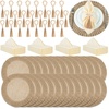 image:imageGejoy 18 Pcs Burlap Placemat Wood Napkin Ring Dinner Napkin Sage GreenNatural