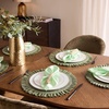 image:imageGejoy 18 Pcs Burlap Placemat Wood Napkin Ring Dinner Napkin Sage GreenSage Green