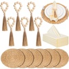image:imageGejoy 18 Pcs Boho Woven Placemat Wood Bead Napkin Ring with Dinner Napkin18
