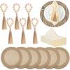 image:imageGejoy 18 Pcs Burlap Placemat Wood Napkin Ring Dinner Napkin Sage GreenNatural