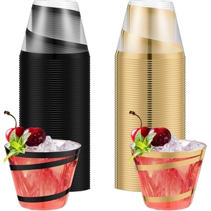 image:imageGejoy 100 Pcs 9 oz Rimmed Swirl Plastic Cup OrangeBlack  Gold