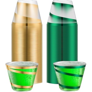 image:imageGejoy 100 Pcs 9 oz Rimmed Swirl Plastic Cup OrangeGold  Green