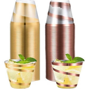 image:imageGejoy 100 Pcs 9 oz Rimmed Swirl Plastic Cup OrangeGold  Rose Gold