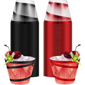 image:imageGejoy 100 Pcs 9 oz Rimmed Swirl Plastic Cup OrangeRed  Black
