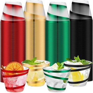image:imageGejoy 100 Pcs 9 oz Rimmed Swirl Plastic Cup OrangeRed  Gold  Green  Black