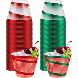 image:imageGejoy 100 Pcs 9 oz Rimmed Swirl Plastic Cup OrangeRed  Green